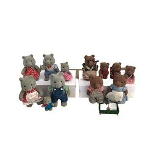 Calico Critters Sylvanian Families Lot Of 2 Families Timbertop Bear & Evergreen